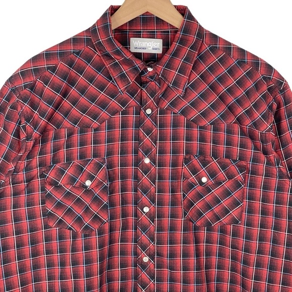 Wrangler Wrancher Mens XL Pearl Snap Western Plaid Shirt Cowboy Rodeo Workwear - Picture 2 of 9